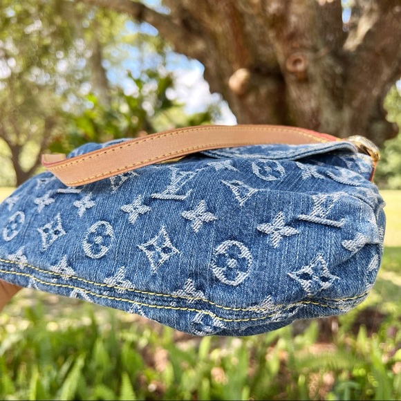 Authentic✅Louis Vuitton Denim Bag Mini Pleaty Monogram Vintage Jean Shoulder Bag - Picture 12 of 13